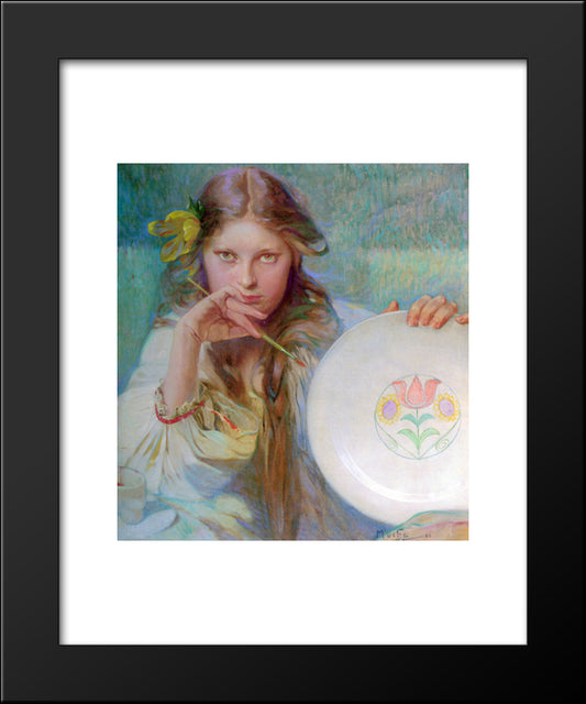 The Artist 20x24 Black Modern Wood Framed Art Print Poster by Mucha, Alphonse