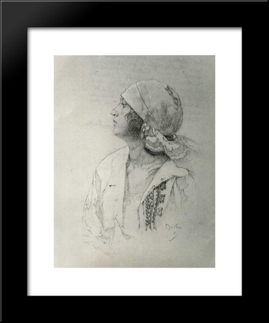 The Artist'S Daughter 20x24 Black Modern Wood Framed Art Print Poster by Mucha, Alphonse