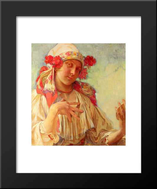 Young Girl In A Moravian Costume 20x24 Black Modern Wood Framed Art Print Poster by Mucha, Alphonse