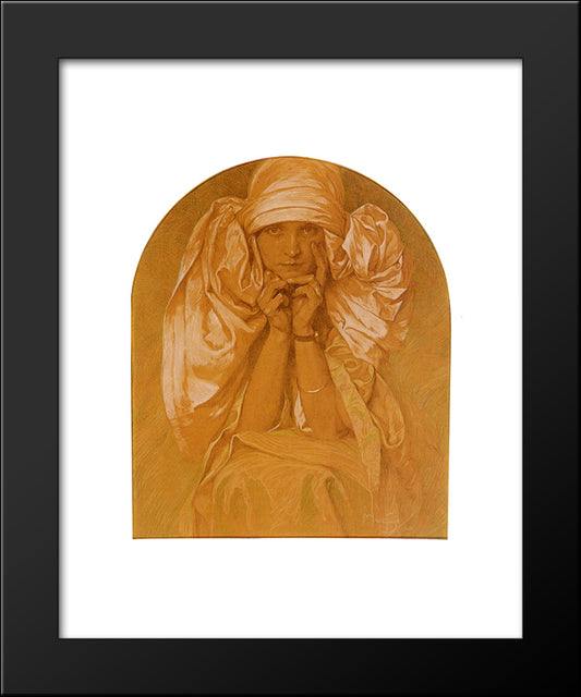 Portrait Of The Artist'S Daughter, Jaroslava 20x24 Black Modern Wood Framed Art Print Poster by Mucha, Alphonse