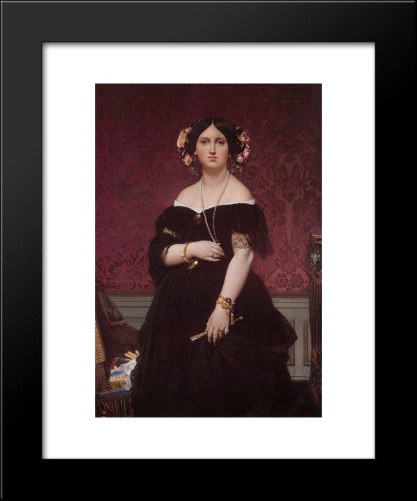 Madame Paul-Sigisbert Moitessier, Nee Marie-Clotilde-Ines De Foucauld, Standing 20x24 Black Modern Wood Framed Art Print Poster by Ingres, Jean Auguste Dominique