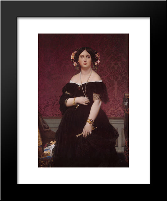 Madame Paul-Sigisbert Moitessier, Nee Marie-Clotilde-Ines De Foucauld, Standing 20x24 Black Modern Wood Framed Art Print Poster by Ingres, Jean Auguste Dominique