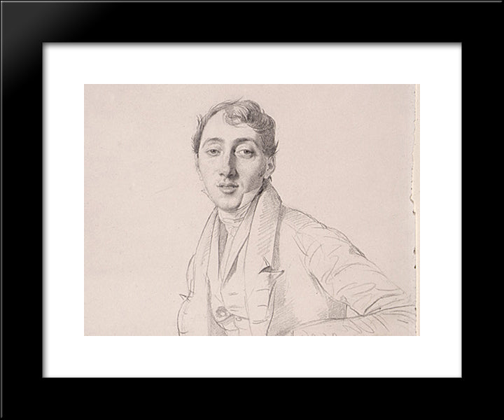 Dr. Louis Martinet [Detail: 1] 20x24 Black Modern Wood Framed Art Print Poster by Ingres, Jean Auguste Dominique