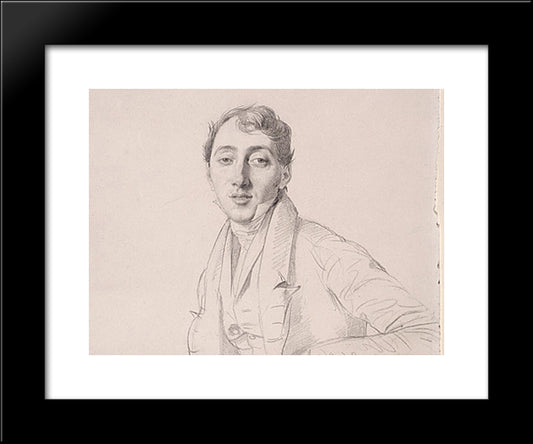 Dr. Louis Martinet [Detail: 1] 20x24 Black Modern Wood Framed Art Print Poster by Ingres, Jean Auguste Dominique