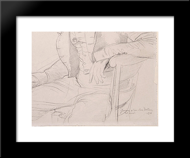 Dr. Louis Martinet [Detail: 2] 20x24 Black Modern Wood Framed Art Print Poster by Ingres, Jean Auguste Dominique