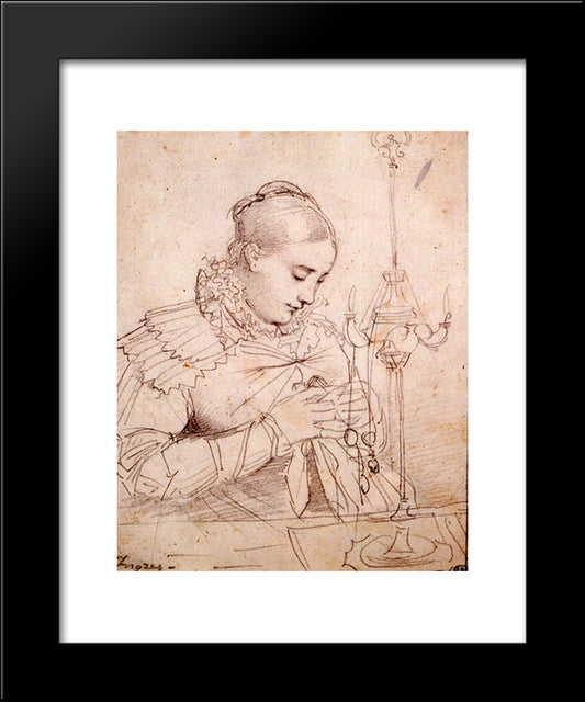 Madame Jean Auguste Dominique Ingres, Born Madeleine Chapelle 20x24 Black Modern Wood Framed Art Print Poster by Ingres, Jean Auguste Dominique