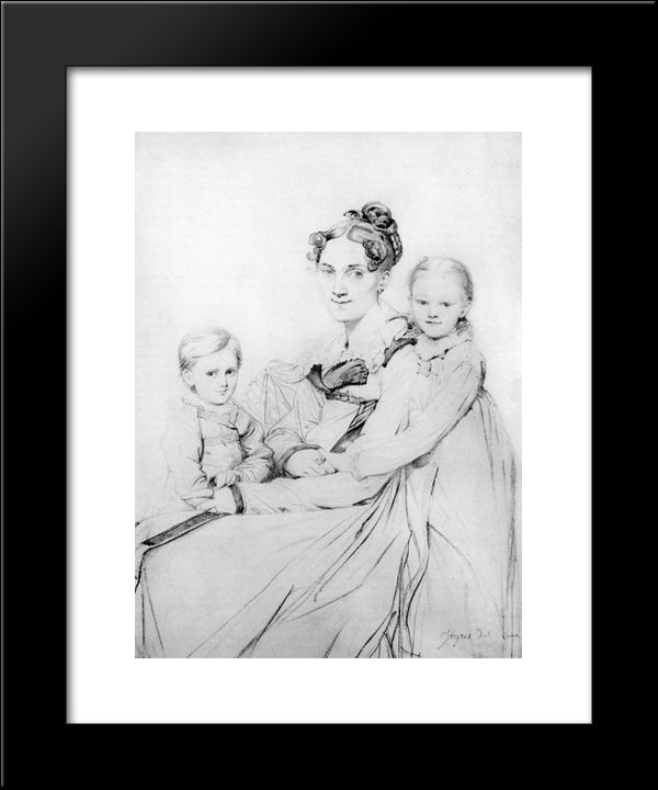 Madame Johann Gotthard Reinhold, Born Sophie Amalie Dorothea Wilhelmine Ritter, And Her Two Daughters, Susette And Marie 20x24 Black Modern Wood Framed Art Print Poster by Ingres, Jean Auguste Dominique