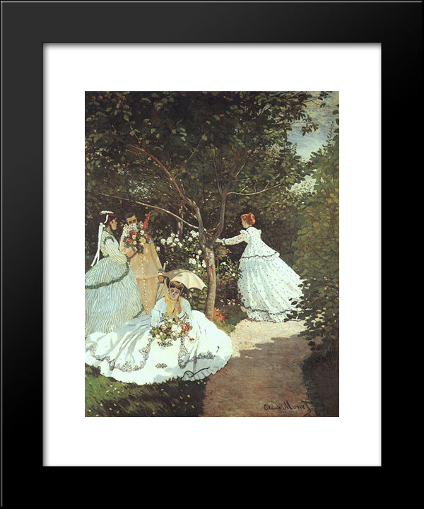 The Women In The Garden 20x24 Black Modern Wood Framed Art Print Poster by Monet, Claude