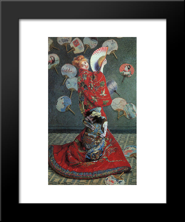 La Japonaise 20x24 Black Modern Wood Framed Art Print Poster by Monet, Claude