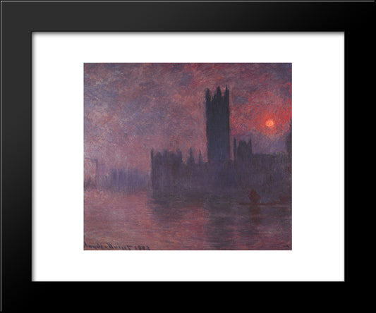London: Houses Of Parliament At Sunset 20x24 Black Modern Wood Framed Art Print Poster by Monet, Claude