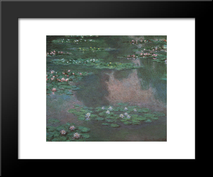 Water Lillies I 20x24 Black Modern Wood Framed Art Print Poster by Monet, Claude