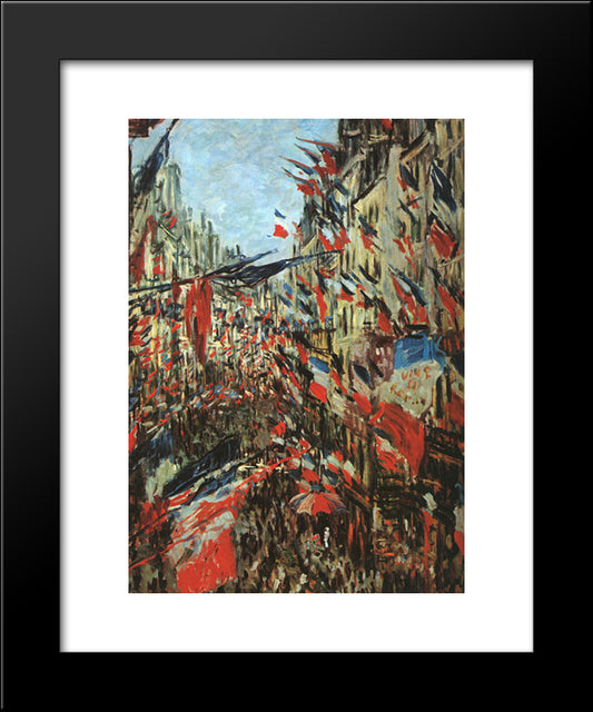 Rue Montargueil With Flags 20x24 Black Modern Wood Framed Art Print Poster by Monet, Claude