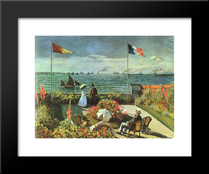 Terrace At St Adresse 20x24 Black Modern Wood Framed Art Print Poster by Monet, Claude