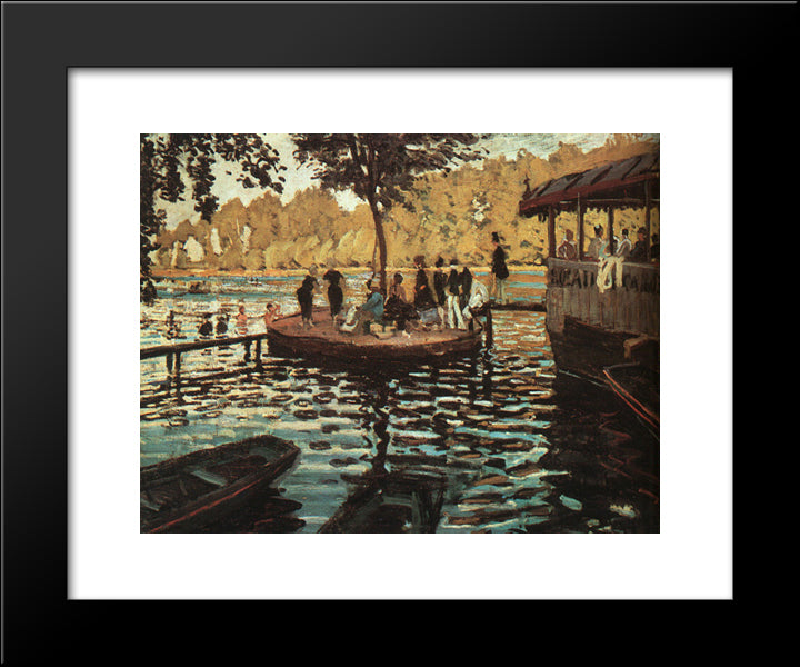 La Grenouillere 20x24 Black Modern Wood Framed Art Print Poster by Monet, Claude