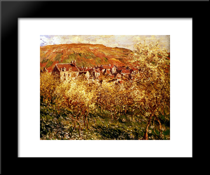 Apple Trees In Blossom 20x24 Black Modern Wood Framed Art Print Poster by Monet, Claude