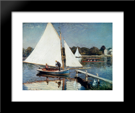 Sailing At Argenteuil 20x24 Black Modern Wood Framed Art Print Poster by Monet, Claude