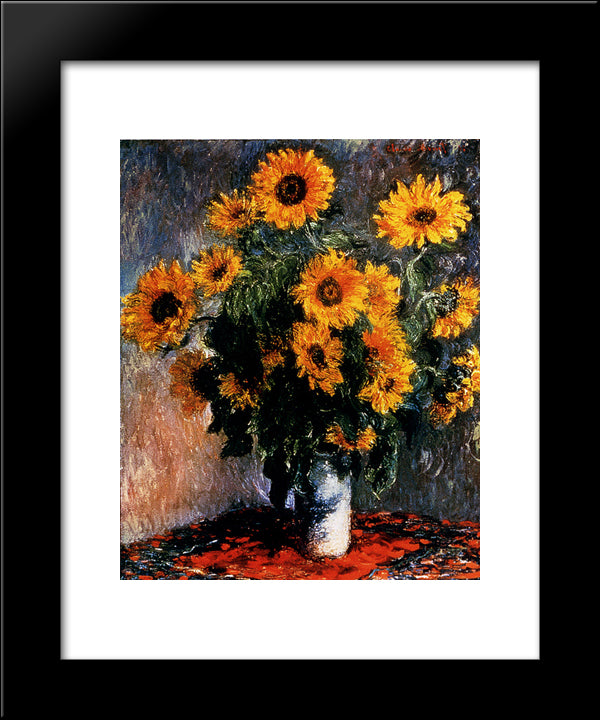 Sunflowers 20x24 Black Modern Wood Framed Art Print Poster by Monet, Claude