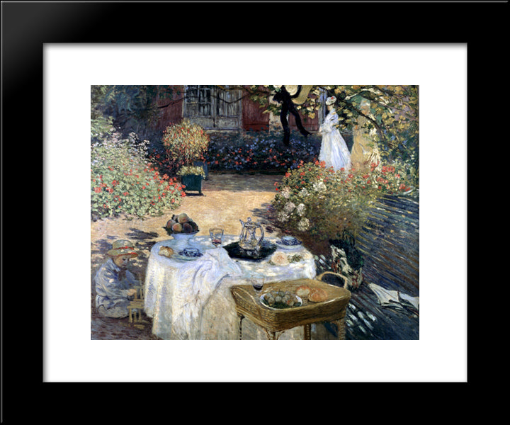 The Luncheon (Monet'S Garden At Argenteuil) 20x24 Black Modern Wood Framed Art Print Poster by Monet, Claude