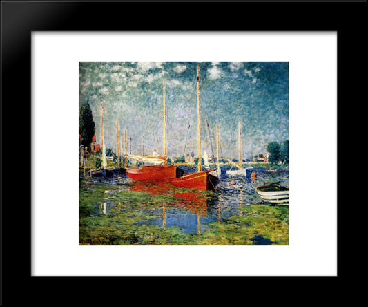 The Red Boats, Argenteuil 20x24 Black Modern Wood Framed Art Print Poster by Monet, Claude