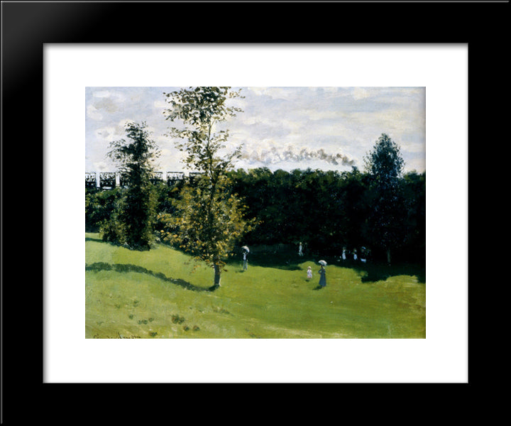Train In The Country 20x24 Black Modern Wood Framed Art Print Poster by Monet, Claude