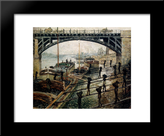 Unloading Coal 20x24 Black Modern Wood Framed Art Print Poster by Monet, Claude