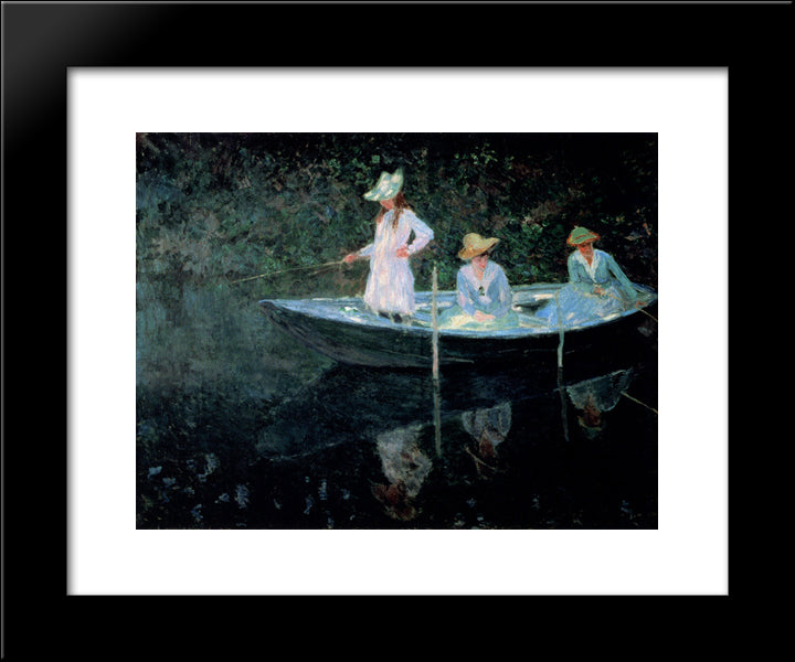 In The Rowing Boat 20x24 Black Modern Wood Framed Art Print Poster by Monet, Claude