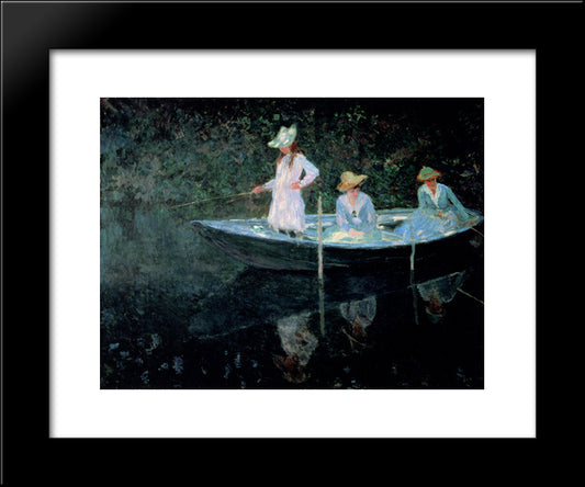 In The Rowing Boat 20x24 Black Modern Wood Framed Art Print Poster by Monet, Claude