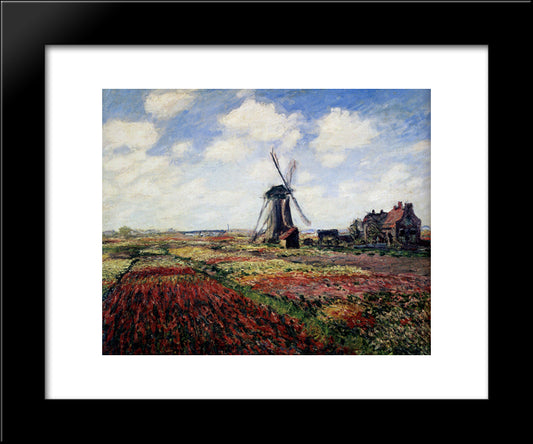 Tulip Fields With The Rijnsburg Windmill 20x24 Black Modern Wood Framed Art Print Poster by Monet, Claude