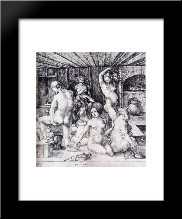 The Women'S Bath 20x24 Black Modern Wood Framed Art Print Poster by Durer, Albrecht