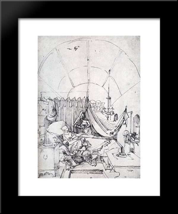 Lying-In Room 20x24 Black Modern Wood Framed Art Print Poster by Durer, Albrecht