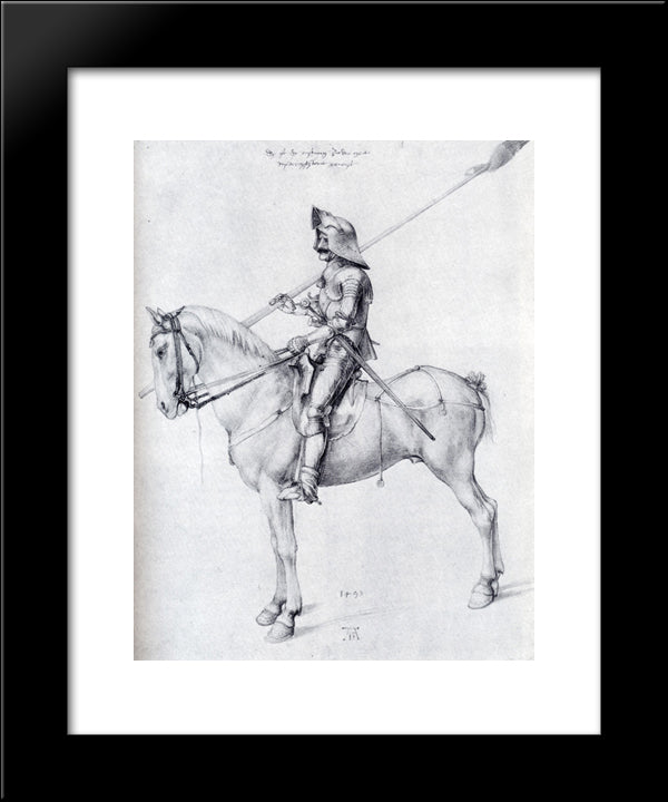 Man In Armor On Horseback 20x24 Black Modern Wood Framed Art Print Poster by Durer, Albrecht