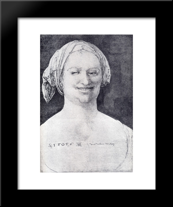 Laughing Peasant Woman 20x24 Black Modern Wood Framed Art Print Poster by Durer, Albrecht