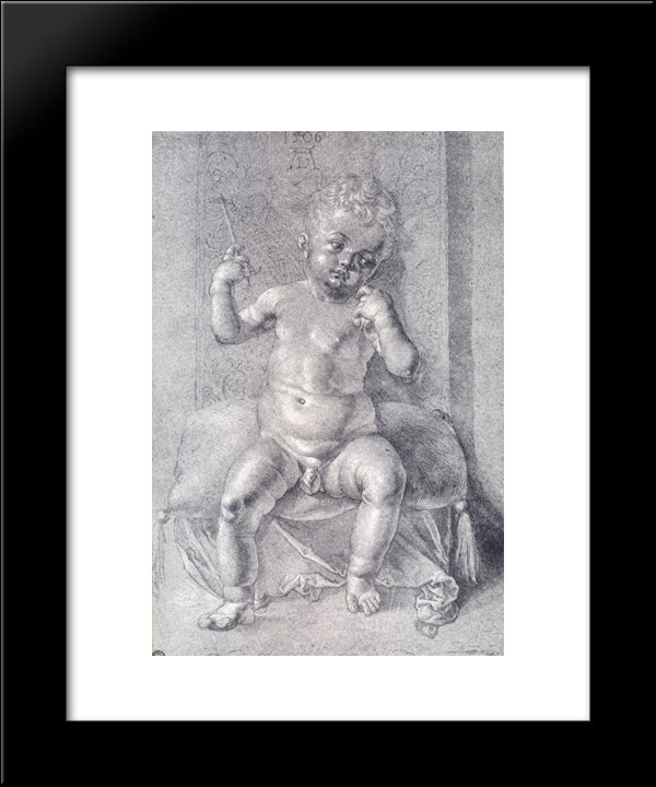 Seated Nude Child 20x24 Black Modern Wood Framed Art Print Poster by Durer, Albrecht