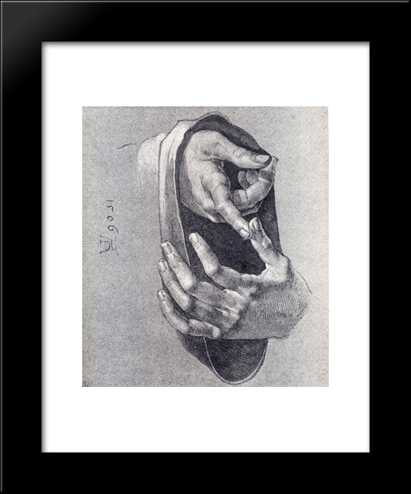 Boy'S Hands 20x24 Black Modern Wood Framed Art Print Poster by Durer, Albrecht