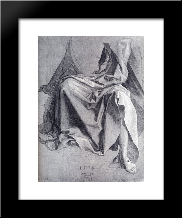 Study Of Drapery 20x24 Black Modern Wood Framed Art Print Poster by Durer, Albrecht