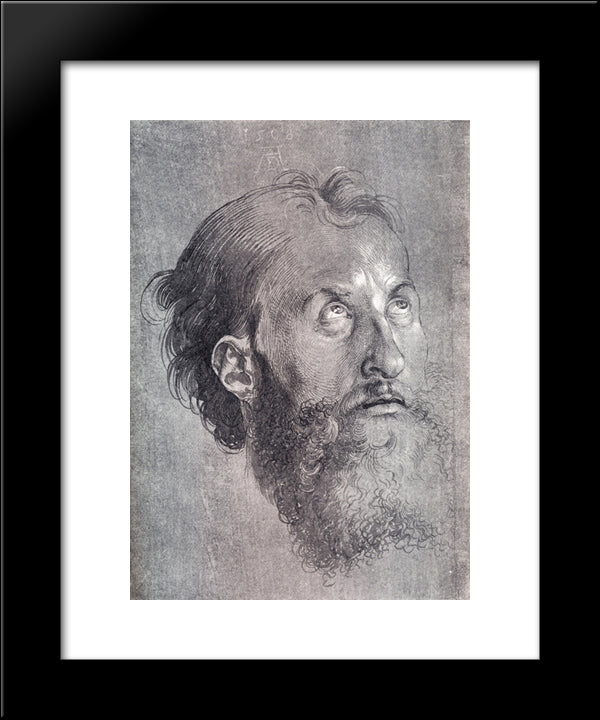 Head Of An Apostle Looking Upward 20x24 Black Modern Wood Framed Art Print Poster by Durer, Albrecht