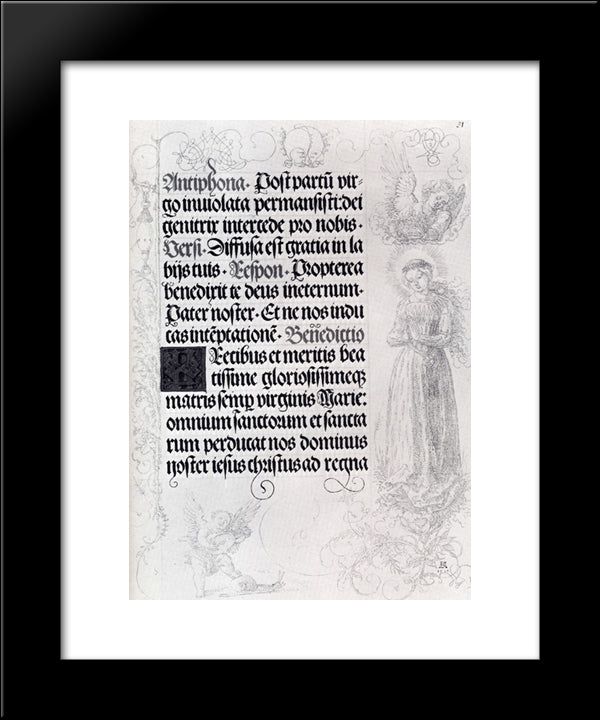 Pages Of Marginal Drawings For Emperor Maximilian'S Prayer Book (Pic2) 20x24 Black Modern Wood Framed Art Print Poster by Durer, Albrecht