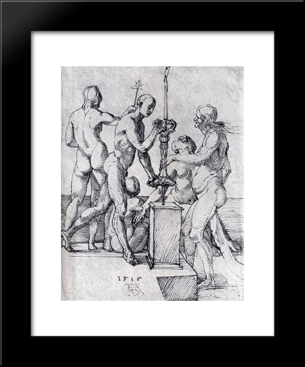 Male And Female Nudes 20x24 Black Modern Wood Framed Art Print Poster by Durer, Albrecht