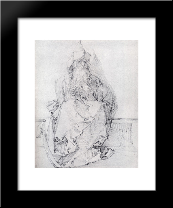 Seated Prophet 20x24 Black Modern Wood Framed Art Print Poster by Durer, Albrecht
