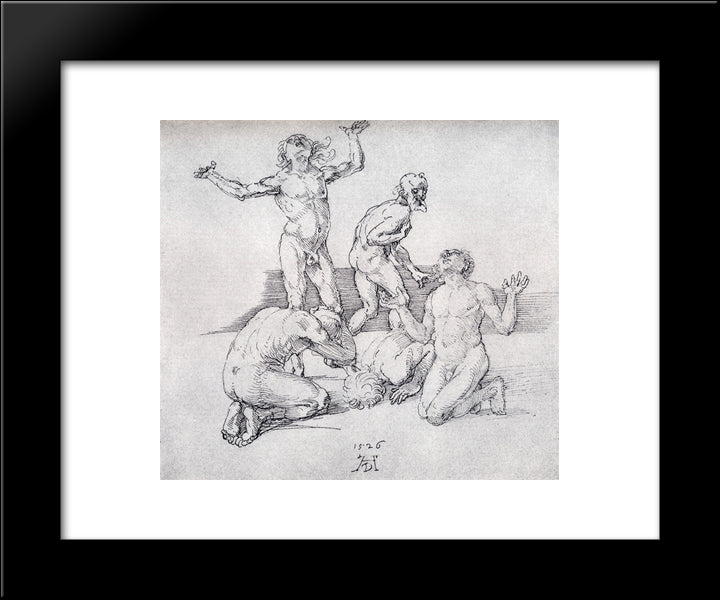 Five Male Nudes 20x24 Black Modern Wood Framed Art Print Poster by Durer, Albrecht