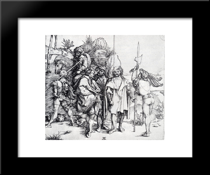 Five Lansquenets And An Oriental On Horseback 20x24 Black Modern Wood Framed Art Print Poster by Durer, Albrecht