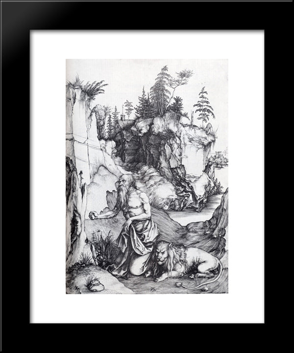St. Jerome Penitent In The Wilderness 20x24 Black Modern Wood Framed Art Print Poster by Durer, Albrecht