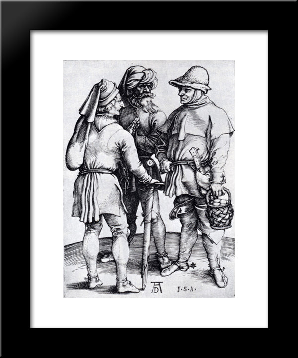 Three Peasants In Conversation 20x24 Black Modern Wood Framed Art Print Poster by Durer, Albrecht
