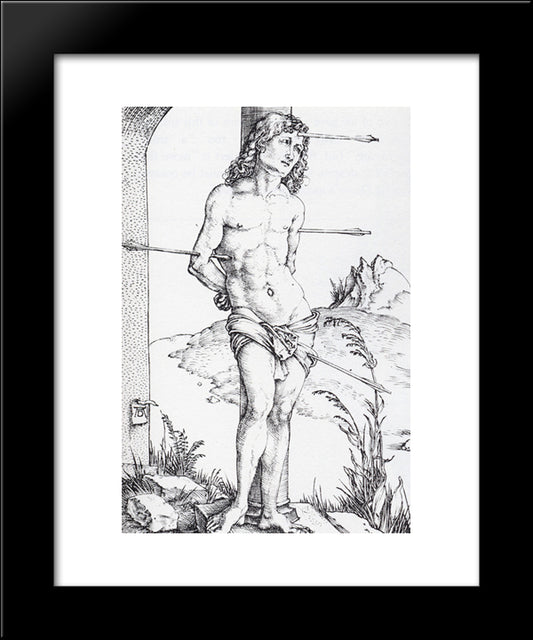 St Sebastian At The Column - First State 20x24 Black Modern Wood Framed Art Print Poster by Durer, Albrecht