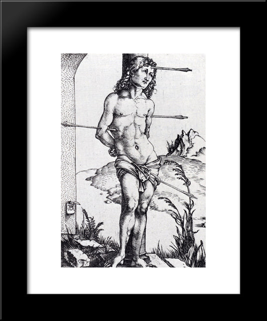 St. Sebastian At The Column 20x24 Black Modern Wood Framed Art Print Poster by Durer, Albrecht