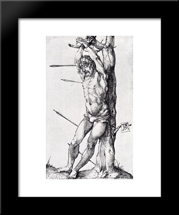 St. Sebastian At The Tree 20x24 Black Modern Wood Framed Art Print Poster by Durer, Albrecht