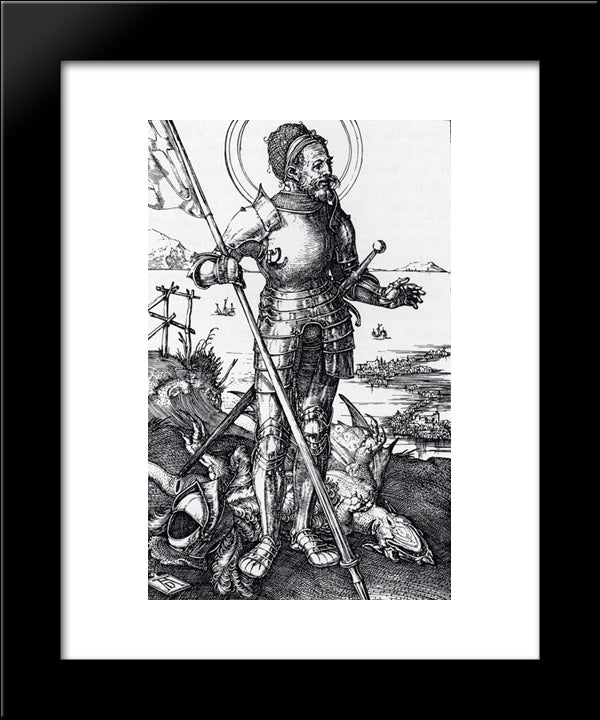 St. George On Foot 20x24 Black Modern Wood Framed Art Print Poster by Durer, Albrecht