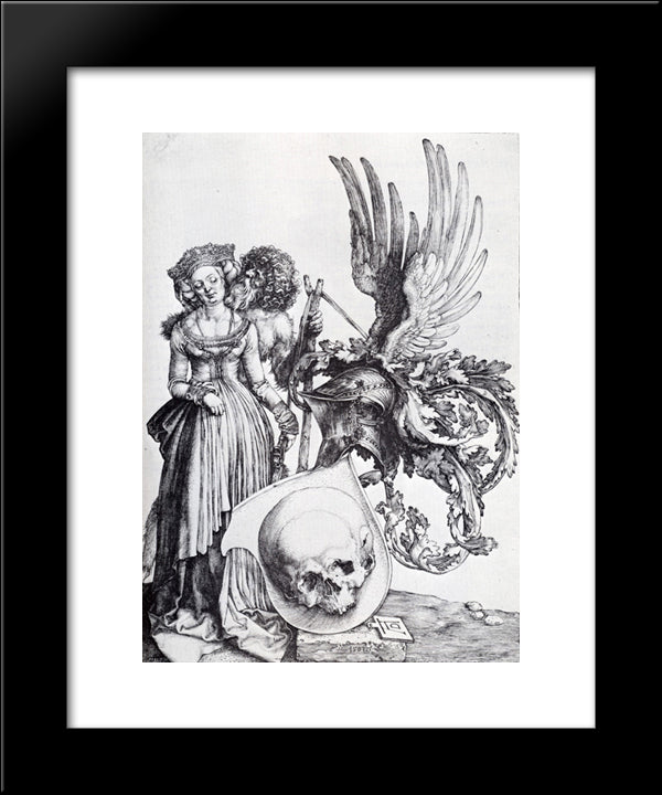 Coat-Of-Arms With A Skull 20x24 Black Modern Wood Framed Art Print Poster by Durer, Albrecht