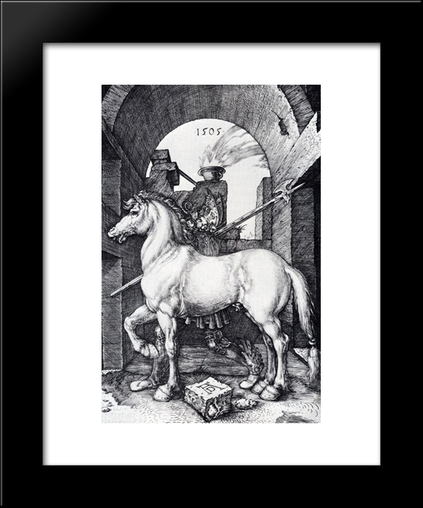 The Small Horse 20x24 Black Modern Wood Framed Art Print Poster by Durer, Albrecht