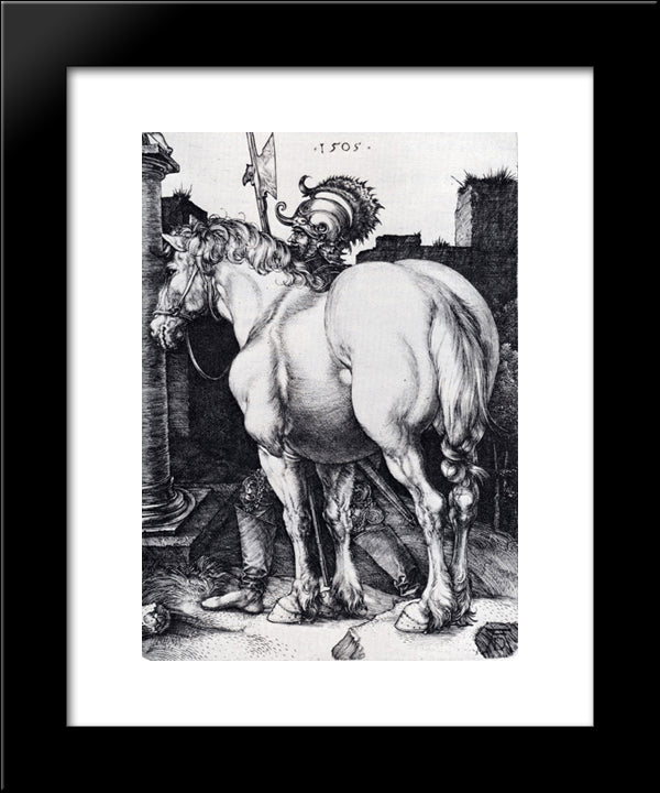 The Large Horse 20x24 Black Modern Wood Framed Art Print Poster by Durer, Albrecht